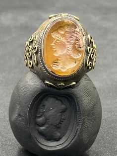 Afghan vintage agate stone intaglio king signet Silver ring old Antique Carved Collectible Ring, Antique Intaglio Signet Ring Collectible, Vintage Cameo Signet Ring, Vintage Carved Signet Ring, Vintage Carved Signet Ring Collectible, Antique Cameo Signet Ring Collectible, Vintage Oval Cabochon Signet Ring With Intaglio, King Ring, Signet Rings