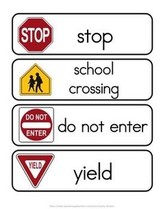 three signs that say stop, school crossing, do not enter and yield to children