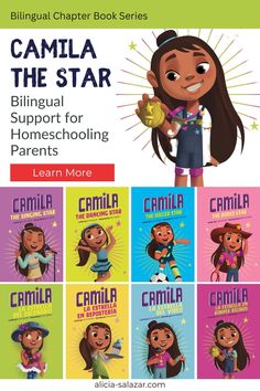 the children's book called camila the star is shown in different colors and font