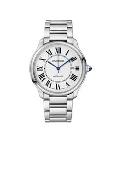 Ronde Must De Cartier Watch with Steel Strap Timeless Cartier Watch With Metal Dial, Modern Cartier Watch With Metal Dial, Cartier Watch With Metal Dial Round Shape, Silver Cartier Watch With Polished Finish, Cartier Santos Blue Dial, Sky Dweller, Beaded Crown, Tudor Watch, Cosmograph Daytona