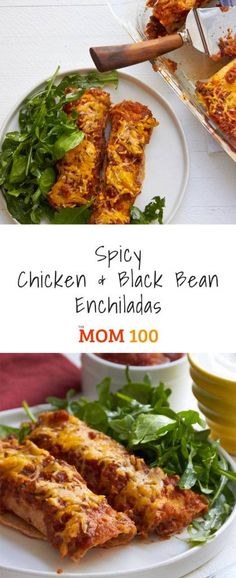 chicken and black bean enchiladas recipe with mom's name on the side