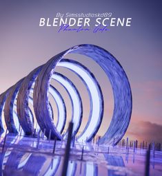 the cover art for blender scene, featuring an abstract circular object in purple and white