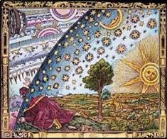 the sun and moon are depicted in this painting