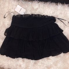 Black Ruffle Skirt, Size M, Nwt Spring Skort For Night Out, Tiered Skirt, Spring Tiered Skirt Skort For Night Out, Tiered Skort For Spring Night Out, Spring Tiered Skort For Night Out, Flared Ruffle Mini Skirt For Night Out, Spring Mini Skirt With Elastic Waistband For Night Out, Party Skort With Ruffle Hem, Night Out Ruffled Flared Mini Skirt, Chic Tiered Mini Skirt For Date Night