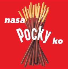 a bunch of sticks with the words nasa pocky ko written on them in white