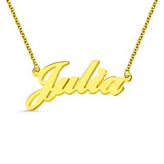 Solid Gold Julia Style Name Necklace Julia Name, Indian Salwar, Solid Gold Jewelry, Necklace Online, Letter Necklace, Online Jewelry Store, Name Necklace, Salwar Kameez, Cable Chain