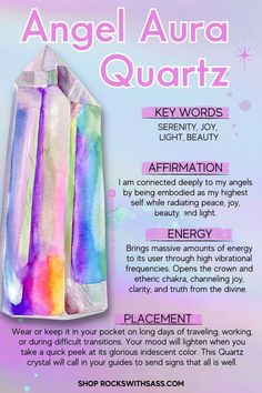 Immerse yourself in the magical energy of Angel Aura Quartz! This iridescent crystal is known for elevating your spiritual awareness, promoting deep inner peace, and connecting you with angelic realms. Perfect for meditation and aura cleansing, Angel Aura Quartz fills your life with love, light, and harmony. Crystal Grimoire, Aura Cleansing, Vibrational Frequency, Libra And Pisces, Pisces And Sagittarius, Crystal Guide, Angelic Realm, Divine Connections