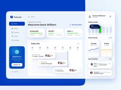 two screens showing the user's dashboards for their company, and what they are doing