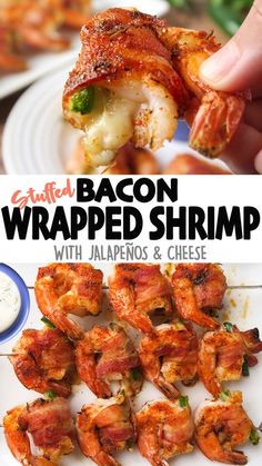 bacon wrapped shrimp with jalapenos and cheese