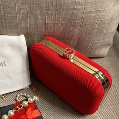 New Authentic Giorgio Armani Beauty Clutch No Box. Small Free Gift Included Luxury Red Clutch For Evening, Chic Red Clutch For Evening, Chic Red Clutch For Events, Chic Red Evening Bag For Events, Chic Red Evening Clutch, Luxury Red Evening Bag For Formal Occasions, Designer Red Evening Bag For Party, Elegant Red Clutch For Evening, Chic Red Evening Bag