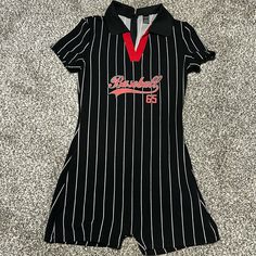 Size Small Never Been Worn Nwnt Baseball 65 Pit To Pit 16”1/2 Long Romper, Cute Rompers, Lady In Red, Black Red, Pant Jumpsuit, Jumpsuit Romper, Black And Red, Pants For Women, Rompers