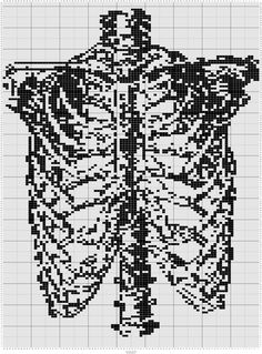 a cross stitch pattern with the shape of a butterfly's wings in black and white