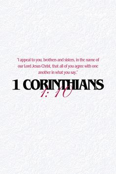 the words 1 corintians are written in red and black on a white background