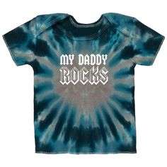 If you love your child and yourself then this is the perfect tee for your baby, simply stating "My Dad Rocks". Printed on a 100% cotton tie-dye baby t-shirt. Rock And Roll Cotton T-shirt With Short Sleeves, Unisex Cotton Rock And Roll T-shirt, Cotton Graphic Tee For Festivals, Cotton Rock Style T-shirt With Letter Print, Festival Cotton Graphic Tee T-shirt, Rock Style Cotton T-shirt With Graphic Print, Rock Style Cotton T-shirt With Short Sleeves, Rock Style Graphic Print Cotton T-shirt, Festival Graphic Cotton T-shirt