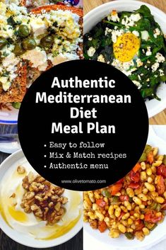 The Authentic Mediterranean Diet Meal Plan and Menu | Olive Tomato Easy Menu Planning, Mediterranean Diet Shopping List, Greek Diet, The Mediterranean Diet, Detox Drinks Recipes, Makanan Diet