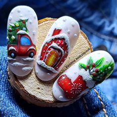 Christmas Nail Designs Step By Step, Step By Step Nail Art Christmas, Nail Christmas Design, Valentines Nail Set, Valentine's Day Nail Design, Christmas Sweater Nails, Holiday Nails Diy, Nail Noel, Dot Nail Art Designs