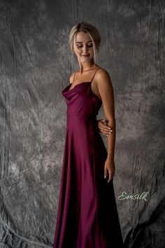 Plum Satin Bridesmaid Dresses, Plum Silk Dress, Violet Silk Dress, Plum Satin Dress, Plum Purple Outfit, Plum Dress Outfit Wedding, Deep Purple Outfit, Purple Dress Silk, Purple Satin Prom Dress