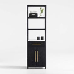 Carmen Tall White Marble Shelf and Black Ash Wood Bathroom Storage Tower 161787 - Farmhouse Kitchen and Bath Wood Bathroom Storage, Volakas Marble, Bathroom Tower, Bathroom Storage Tower, Copper Sink Bathroom, Marble Shelf, Modern Bathroom Accessories, Black Storage, Copper Bathroom