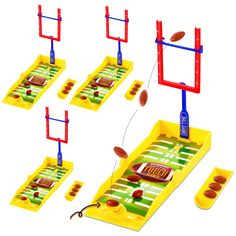 an interactive football game is shown in four different stages, including catching the ball and throwing it