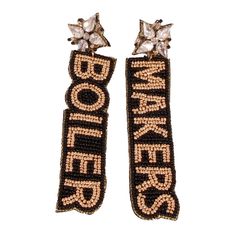 Make a big bold gameday statement with this Purdue Boilermakers Beaded Earrings. Its a great accent to a your gameday outfit. Quick Ship Times* + Easy Returns! If you are not overjoyed with your purchased, contact us within 14 days for a full refund or exchange. Southern Miss Golden Eagles, Osu Cowboys, Louisiana Tech, Memphis Tigers, Purdue Boilermakers, Clear Purses, East Carolina Pirates, Texas Tech Red Raiders, South Carolina Gamecocks