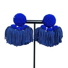 Sachin + Babi Blue Beaded And Fringed Clip-On Earrings. In Excellent, Never Worn Condition! I Accept Most Reasonable Offers! 2” Long 1.5” Wide Adjustable Blue Tassel Earrings For Parties, Blue Beaded Jewelry For Evening, Blue Beaded Evening Jewelry, Handmade Blue Jewelry For Evening, Elegant Blue Tassel Earrings, Elegant Blue Chandelier Earrings For Celebration, Elegant Royal Blue Earrings For Party, Blue Dangling Beads Jewelry For Party, Blue Adjustable Jewelry For Evening