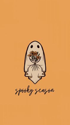 an orange background with the words spooky season written in black ink on it