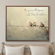 two birds sitting on a branch with a quote above it