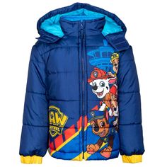 Get ready for a fun adventure in this adorable Paw Patrol Winter Coat Puffer Jacket! Join Marshall, Chase, Rubble, Skye, Rocky, Zuma, Everest, and the rest of the rescue pups as they help solve problems around Adventure Bay with their pal Ryder. Always ready to help a friend, these mighty pups need your little helper’s assistance to complete their mission, save the day, and bring a smile to the faces of those around them. Your child will love to wear this cute and stylish hooded puffer jacket, p Multicolor Cartoon Print Outerwear For Fall, Fall Multicolor Cartoon Print Outerwear, Fall Multicolor Outerwear With Cartoon Print, Hooded Winter Outerwear With Cartoon Print, Hooded Cartoon Print Outerwear For Fall, Winter Hooded Outerwear With Cartoon Print, Multicolor Cartoon Print Outerwear With Long Sleeves, Multicolor Cartoon Print Long Sleeve Outerwear, Multicolor Long Sleeve Outerwear With Cartoon Print