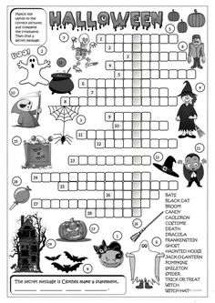 a crossword puzzle with halloween related items