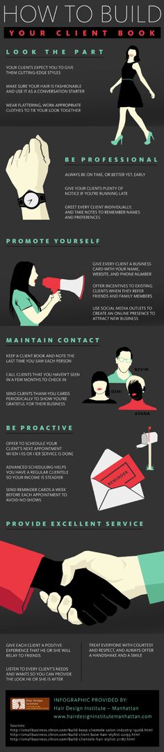 How to Build Your Client Book Infographic                                                                                                                                                                                 More Opening A Salon Checklist, Hair Stylist Introduction, Hairstylist Tips For Clients, Hair Stylist Tips For Clients, How To Become A Successful Hair Stylist, Lash Studio Decor, Book Infographic, Cosmetology School, Nail Salon Design