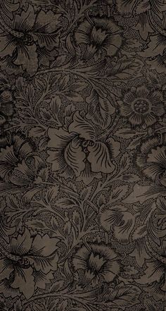 black and white floral wallpaper with large flowers on the left side of the image