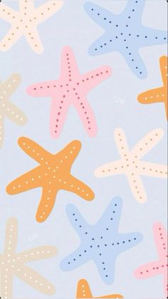 an image of starfishs on a blue background that is very colorful and fun