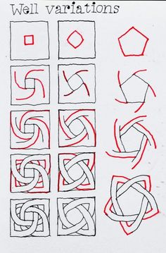 some red and black lines are drawn on white paper with the words, well variations