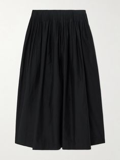 LOULOU STUDIO's 'Artemis' skirt is chic and understated. It's made from a blend of cotton and silk with a finely pintucked waist and flowy shape. Complement the midi hem with sneakers, boots and heels alike. Skirt Images, Loulou Studio, Organza Skirt, Flat Dress Shoes, Stylish Skirts, Skirt Trends, Dress Flats, Fringe Skirt, Black Midi Skirt