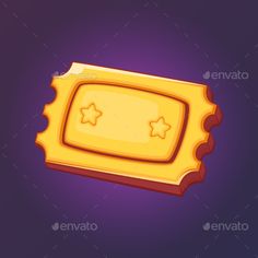 a yellow ticket with three stars on it - miscellaneous objects / objects illustrations in adobe, pst and png formats