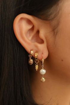 Earrings Stack, Minimal Jewellery, Pretty Ear Piercings, Studio Jewelry, Minimal Jewelry, Jewelry Lookbook, Gold Filled Earrings, Girly Jewelry, Dream Jewelry