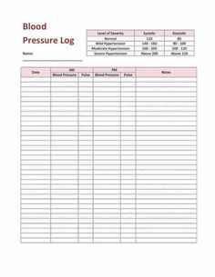 Blood Sugar Log, Blood Pressure Log, Log Ideas, Blood Pressure Range, Record Chart, Diary Template, Health Chart, Blood Pressure Chart, Printable Chart