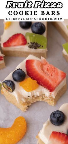 fruit pizza cookie bars with cream cheese frosting