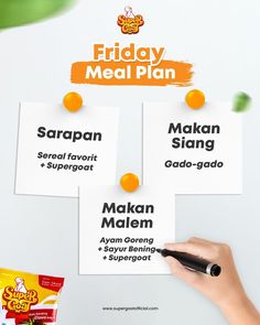 the sticky meal plan is being displayed on a white board with markers and markers