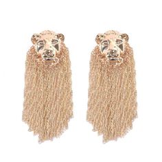 PRICES MAY VARY. 【Excellent quality】- Boho lion fringe earrings are made of highly polished alloy through metal plating process, so they have a fine lustre. They are hypoallergenic and comfortable to wear. The well-designed curved edges also bring a delicate touch to the bohemian lion tassel earrings. 【Size】- 62 × 22mm, a pair of studs with mane lion head design for each pack is about 17g. 【Classic and comfortable to wear】- Gold lion stud earrings can fit well with your fashionable outfits and e Earrings For Girls Gold, Lion Earrings, Funny Earrings, Gold Lion, Gold Earrings For Women, Tassel Drop Earrings, Women's Jewelry Sets, Earrings Women, Hanging Earrings