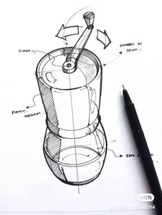 a drawing of a coffee maker with instructions on how to draw it and what to use it