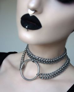 Vertebrae O'ring Choker Chainmail Choker Stainless - Etsy Gothic Silver Choker Necklace, Gothic Silver Chain Choker Jewelry, Gothic Chainmail Metal Jewelry, Punk Style Double Chain Link Jewelry, Silver Chainmail Punk Jewelry, Metal Chainmail Choker Necklace, Gothic Metal Chainmail Choker, Gothic Silver Chain Link Jewelry, Silver Metal Chainmail Choker