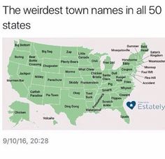 the weirdest names in all 50 us states on this map - meme com