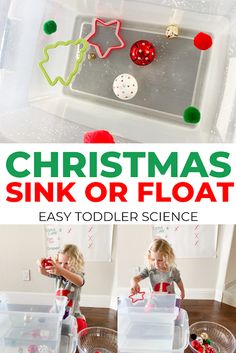 christmas sink or float activity for toddlers and preschoolers to play in the water