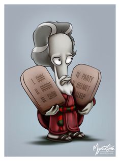 a cartoon character holding two books in his hands