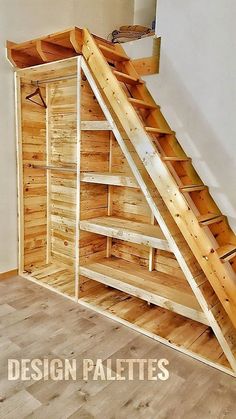 the stairs are made out of wooden planks