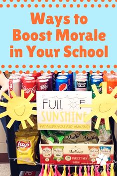 the back to school display is full of sodas and snacks