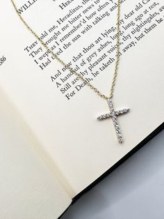 Add a touch of elegance to your ensemble with our stunning Gold Cubic Zirconia Cross Necklace. Crafted with precision and adorned with sparkling cubic zirconia stones, this 16-inch necklace exudes timeless beauty. Plus, customize your fit with a 2-inch extender for added versatility. Perfect for both everyday wear and special occasions, this necklace is a must-have addition to your jewelry collection. Order yours today and elevate your style effortlessly! Baptism Necklace, Cross Necklace Gold, Dainty Cross Necklace, Cross Gift, 16 Inch Necklace, Religious Cross, Gold Cross Necklace, Jewelry Studio, Gold Cross