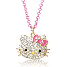 This Fashion Hello KittyPave Necklace features 16" chain with a 3" extender for a comfortable fit. Enjoy the luxury and beauty of sparkling, cubic zirconia stones sure to enhance any outfit. Ideal for gifting or for your own collection. Hello Kitty Necklace, Hello Kitty Decorations, Hello Kitty Gifts, Kitty Necklace, Hello Kitty Videos, Body Decor, Hello Kitty Jewelry, Pave Necklace, Hello Kitty Sanrio