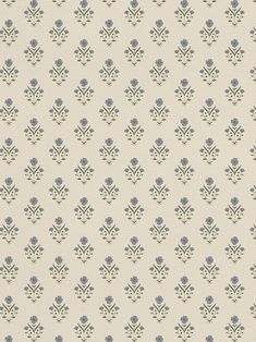 an old fashioned wallpaper with blue flowers on it's back and white background